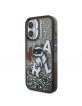 Karl Lagerfeld iPhone 16 Hülle Case Liquid Glitter Scattered Choupette Schwarz