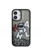 Karl Lagerfeld iPhone 16 Hülle Case Liquid Glitter Scattered Choupette Schwarz