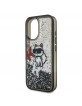 Karl Lagerfeld iPhone 16 Hülle Case Liquid Glitter Scattered Choupette Schwarz