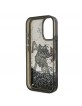 Karl Lagerfeld iPhone 16 Hülle Case Liquid Glitter Scattered Choupette Schwarz