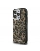 Karl Lagerfeld iPhone 15 Pro Hülle Case Leopard MagSafe Braun