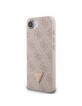 Guess iPhone 16e Case 4G Rhinestone Triangle Metal Logo Pink