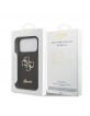 Guess iPhone 17 Pro Hülle Case Fixed Glitter 4G Metal Logo Schwarz