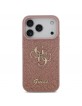 Guess iPhone 17 Pro Hülle Case Fixed Glitter 4G Metal Logo Rosa