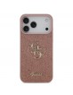 Guess iPhone 17 Pro Max Hülle Case Fixed Glitter 4G Metal Logo Rosa