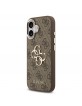 Guess iPhone 17 Hülle Case Leather 4G Metal Logo Gold Frame Braun