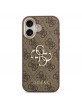 Guess iPhone 17 Hülle Case Leather 4G Metal Logo Gold Frame Braun