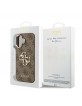 Guess iPhone 17 Hülle Case Leather 4G Metal Logo Gold Frame Braun