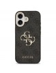 Guess iPhone 17 Hülle Case Leather 4G Metal Logo Gold Frame Schwarz