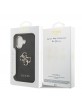 Guess iPhone 17 Hülle Case Leather 4G Metal Logo Gold Frame Schwarz