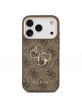 Guess iPhone 17 Pro Hülle Case Leather 4G Metal Logo Gold Frame Braun
