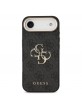 Guess iPhone 17 Air Hülle Case Leather 4G Metal Logo Gold Frame Schwarz