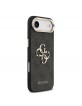 Guess iPhone 17 Air Hülle Case Leather 4G Metal Logo Gold Frame Schwarz