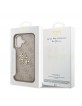 Guess iPhone 17 Hülle Case Leather 4G Metal Logo Gold Frame Rosa