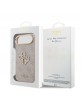 Guess iPhone 17 Air Hülle Case Leather 4G Metal Logo Gold Frame Rosa