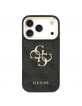 Guess iPhone 17 Pro Hülle Case Leather 4G Metal Logo Gold Frame Schwarz