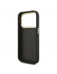 Guess iPhone 17 Pro Hülle Case Leather 4G Metal Logo Gold Frame Schwarz