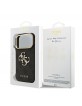 Guess iPhone 17 Pro Hülle Case Leather 4G Metal Logo Gold Frame Schwarz