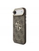 Guess iPhone 17 Air Hülle Case Leather 4G Metal Logo Gold Frame Braun