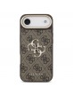 Guess iPhone 17 Air Hülle Case Leather 4G Metal Logo Gold Frame Braun