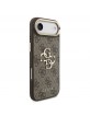 Guess iPhone 17 Air Hülle Case Leather 4G Metal Logo Gold Frame Braun