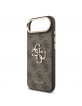 Guess iPhone 17 Air Hülle Case Leather 4G Metal Logo Gold Frame Braun