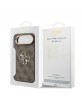 Guess iPhone 17 Air Hülle Case Leather 4G Metal Logo Gold Frame Braun