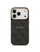 Guess iPhone 17 Pro Case Leather 4G Gold Frame MagSafe Black