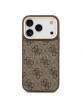 Guess iPhone 17 Pro Case Leather 4G Gold Frame MagSafe Brown