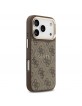 Guess iPhone 17 Pro Case Leather 4G Gold Frame MagSafe Brown