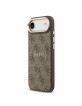 Guess iPhone 17 Air Case Leather 4G Gold Frame MagSafe Brown