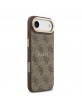 Guess iPhone 17 Air Case Leather 4G Gold Frame MagSafe Brown