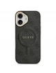 Guess iPhone 17 Hülle Case Leather 4G Gold Frame MagSafe Schwarz