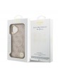 Guess iPhone 17 Hülle Case Leather 4G Gold Frame MagSafe Rosa