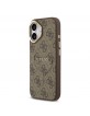Guess iPhone 17 Hülle Case Leather 4G Gold Frame MagSafe Braun