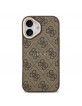 Guess iPhone 17 Hülle Case Leather 4G Gold Frame MagSafe Braun