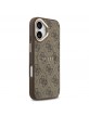 Guess iPhone 17 Hülle Case Leather 4G Gold Frame MagSafe Braun