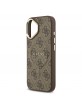 Guess iPhone 17 Hülle Case Leather 4G Gold Frame MagSafe Braun