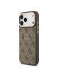 Guess iPhone 17 Pro Max Hülle Case Leather 4G Gold Frame MagSafe Braun