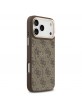 Guess iPhone 17 Pro Max Hülle Case Leather 4G Gold Frame MagSafe Braun