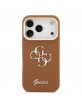 Guess iPhone 17 Pro Hülle Case Grained 4G Logo Stand Camera Frame Braun