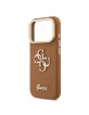 Guess iPhone 17 Pro Hülle Case Grained 4G Logo Stand Camera Frame Braun