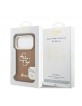 Guess iPhone 17 Pro Hülle Case Grained 4G Logo Stand Camera Frame Braun