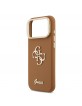 Guess iPhone 17 Pro Max Hülle Case Grained 4G Logo Stand Camera Frame Braun