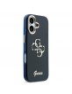 Guess iPhone 17 Hülle Case 4G Script Metal Logo Blau