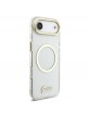 Guess iPhone 17 Air Hülle Case Glitter Script Strap MagSafe Transparent