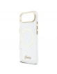 Guess iPhone 17 Air Hülle Case Glitter Script Strap MagSafe Transparent