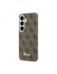 Guess Samsung S26 Hülle Case 4G Script Metal Logo Magnetic Braun