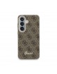 Guess Samsung S26 Hülle Case 4G Script Metal Logo Magnetic Braun