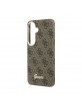 Guess Samsung S26 Hülle Case 4G Script Metal Logo Magnetic Braun